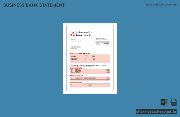 Beispiel eines Kontoauszugs der Bank Muscat (Word- und PDF-Datei)